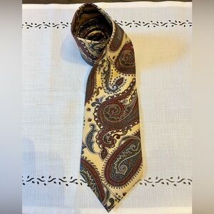 Christian Dior Paisley Tie in Cream, Red, and Blue